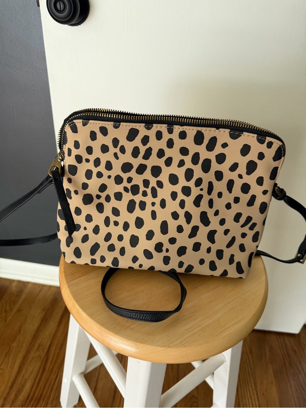 Universal Thread Leopard Print Crossbody in Beige and Black